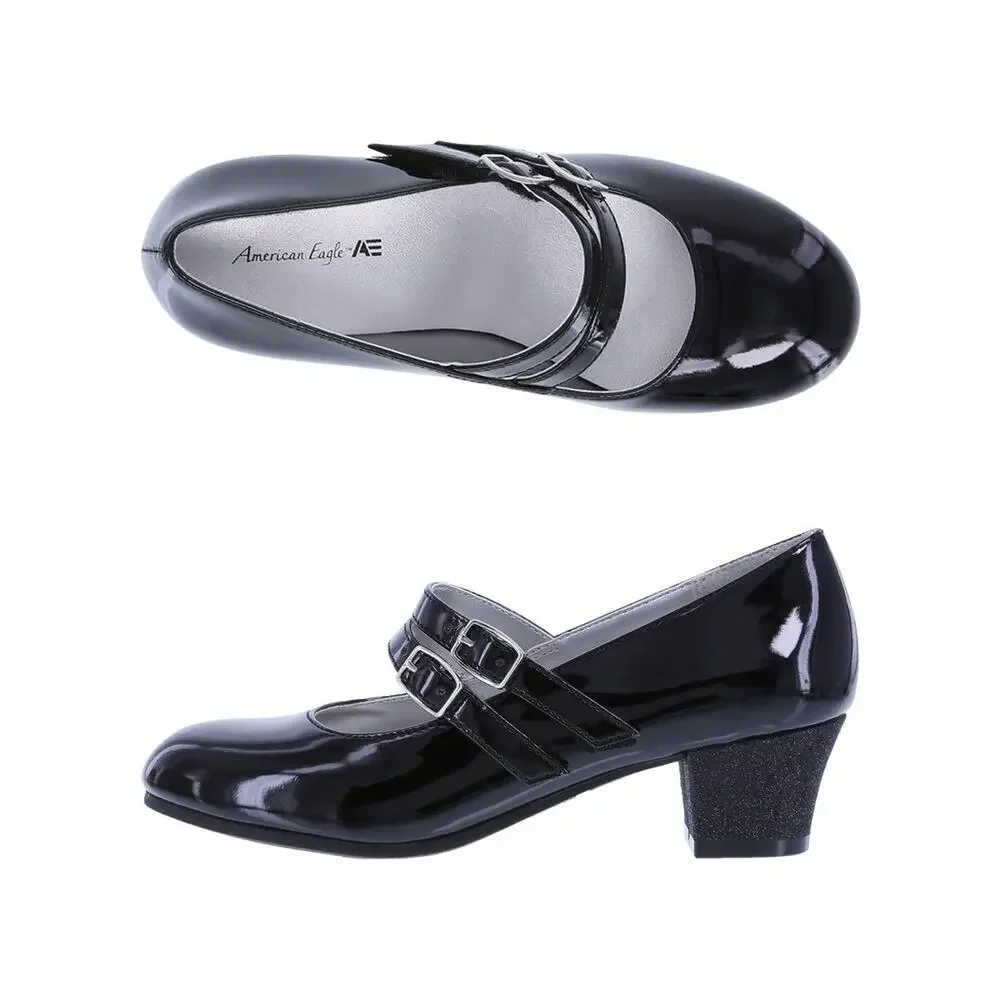 American Eagle Girls' Ari Black Patent Mary Jane Shoes